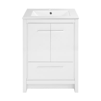 Swiss Madison, Virage 24" Freestanding Bathroom Vanity in White with Sink Top