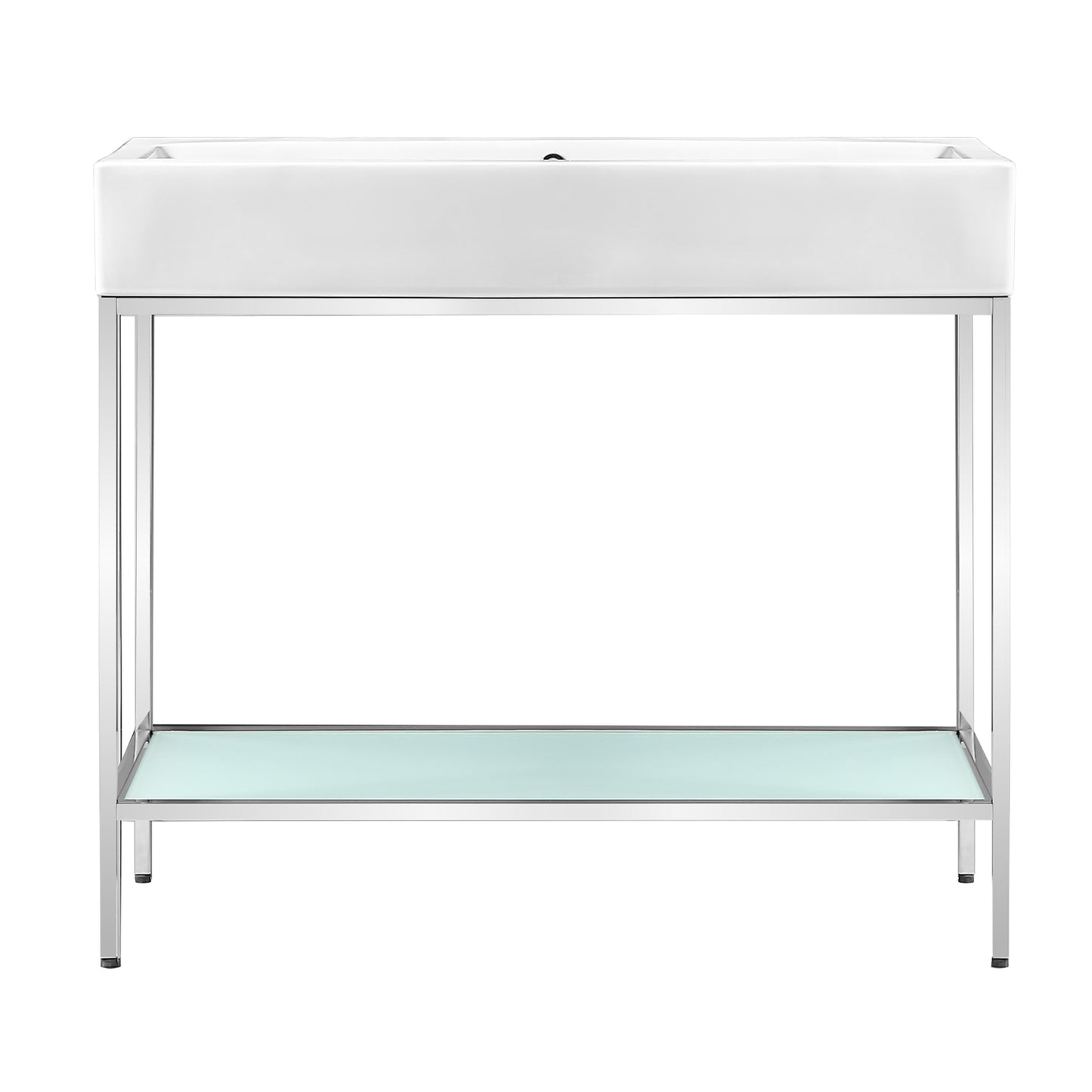 Swiss Madison, Pierre 40 Single, Freestanding, Open Shelf, Chrome Metal Frame Bathroom Vanity