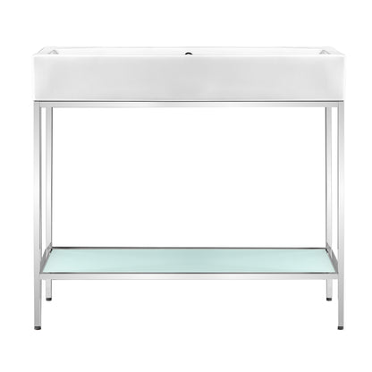 Swiss Madison, Pierre 40 Single, Freestanding, Open Shelf, Chrome Metal Frame Bathroom Vanity