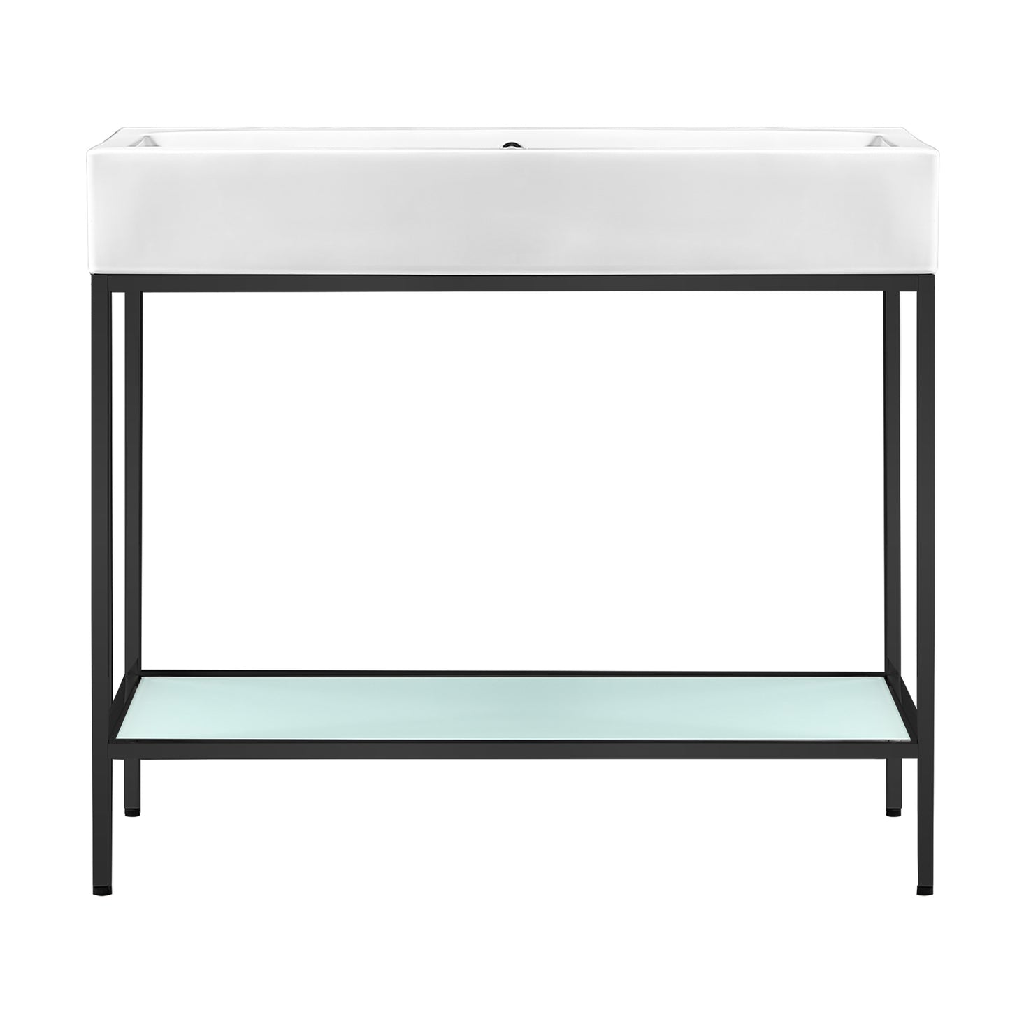 Swiss Madison, Pierre 40 Single, Freestanding, Open Shelf, Matte Black Metal Frame Bathroom Vanity