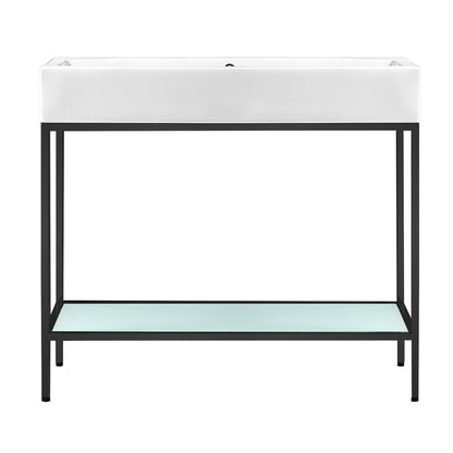 Swiss Madison, Pierre 40 Single, Freestanding, Open Shelf, Matte Black Metal Frame Bathroom Vanity