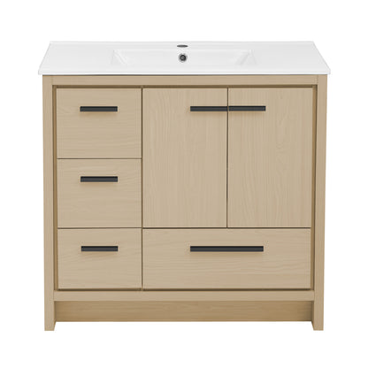Swiss Madison Virage 36-inch freestanding bathroom vanity in Natural Oak — view 5