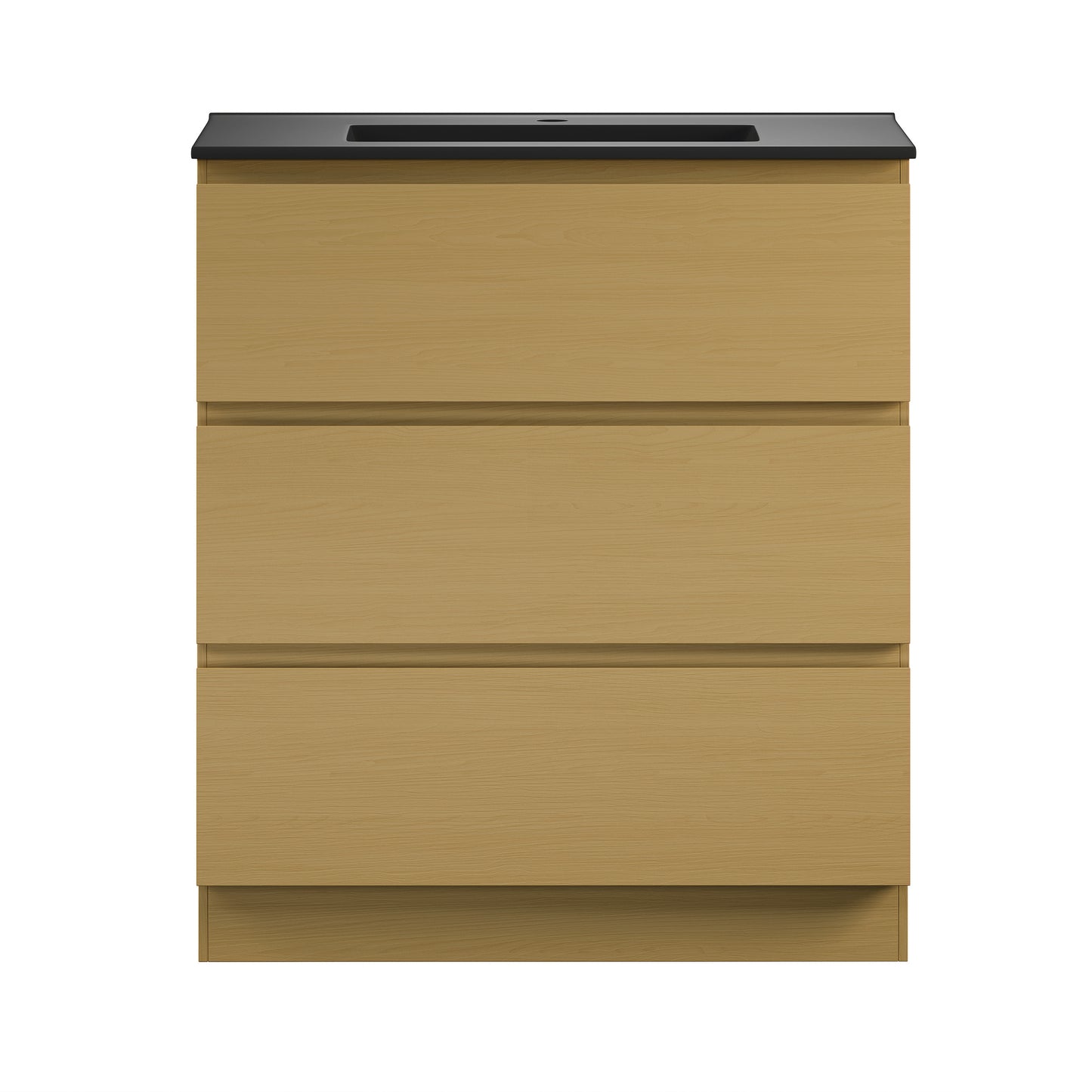 Swiss Madison, Liberte 30" Freestanding Bathroom Vanity in Natural Oak with Black Sink Top