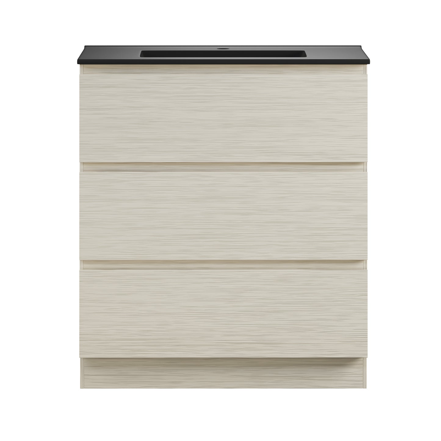 Swiss Madison, Liberte 30" Freestanding Bathroom Vanity in White Oak with Black Sink Top