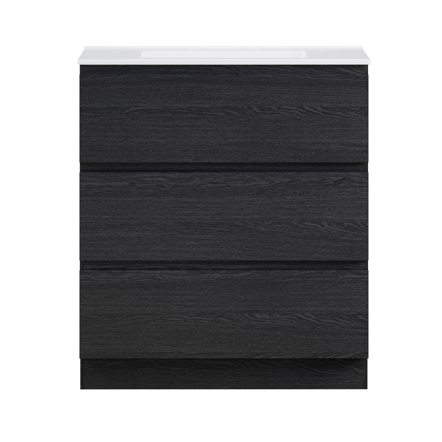 Swiss Madison, Liberte 30" Freestanding Bathroom Vanity in Black Oak with 3-Hole Widespread Sink Top