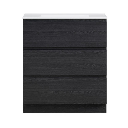 Swiss Madison, Liberte 30" Freestanding Bathroom Vanity in Black Oak with 3-Hole Widespread Sink Top
