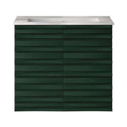 Swiss Madison, Cascade 24" Wall-Mounted Bathroom Vanity in Green Oak with Sink Top