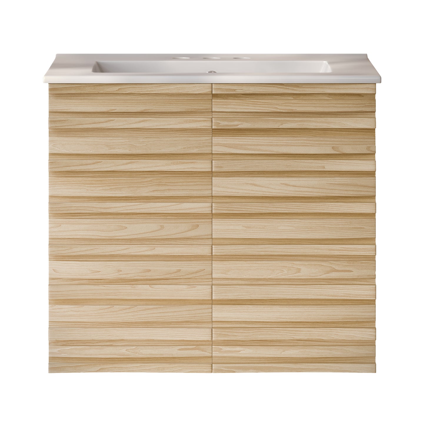 Swiss Madison, Cascade 24" Wall-Mounted Bathroom Vanity in Natural Oak with 3-Hole Centerset Sink Top