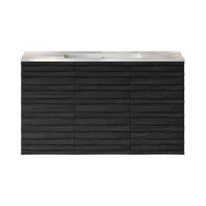 Swiss Madison, Cascade 36" Wall-Mounted Bathroom Vanity in Black Oak with Sink Top