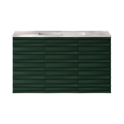 Swiss Madison, Cascade 36" Wall-Mounted Bathroom Vanity in Green Oak with 3-Hole Widespread Sink Top