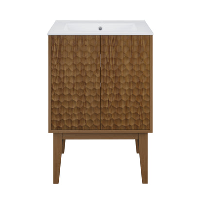 Swiss Madison, Bosse 24" Freestanding Bathroom Vanity in Brown Oak with Sink Top