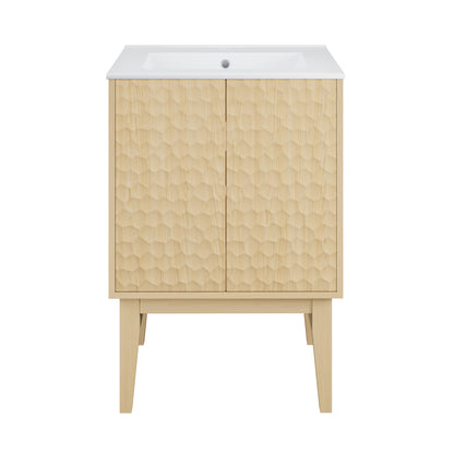 Swiss Madison, Bosse 24" Freestanding Bathroom Vanity in Natural Oak with Sink Top