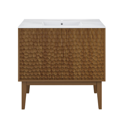 Swiss Madison, Bosse 36" Freestanding Bathroom Vanity in Brown Oak with Sink Top