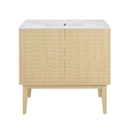 Swiss Madison Bosse 36-inch freestanding bathroom vanity in Natural Oak — view 4