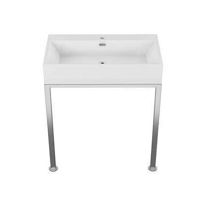 Swiss Madison, Concorde 30" Rectangle Console Sink with Matte Silver Legs