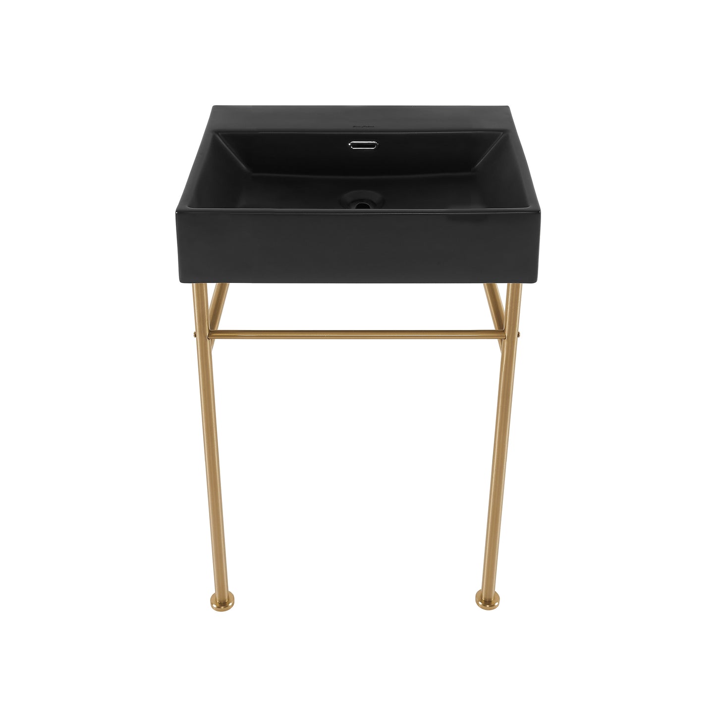 Swiss Madison, Claire 24" Rectangle Matte Black Zero Hole Console Sink with Brushed Gold Legs