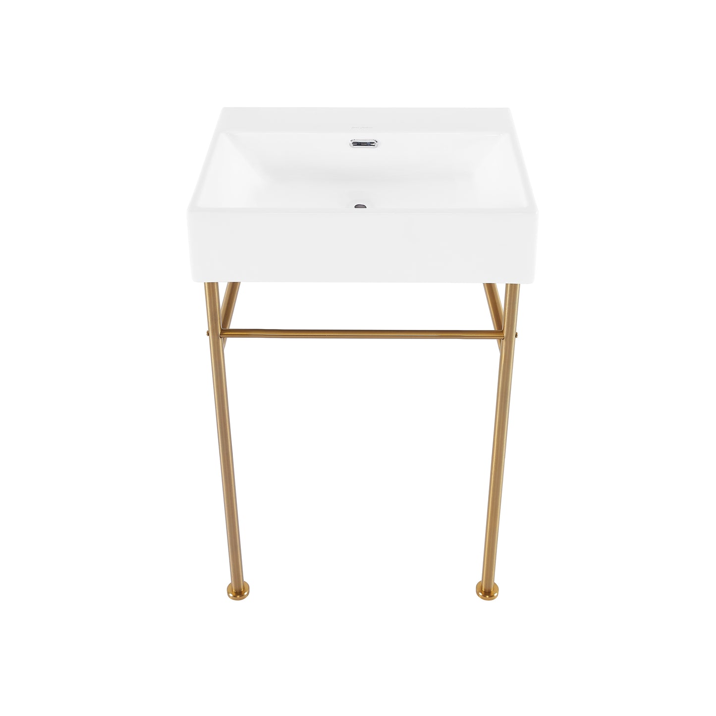 Swiss Madison, Claire 24" Rectangle Zero Hole Console Sink with Brushed Gold Legs