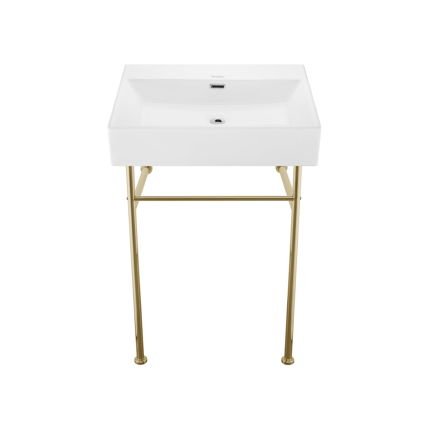 Swiss Madison, Claire 24" Rectangle Zero Hole Console Sink with Glossy Gold Legs