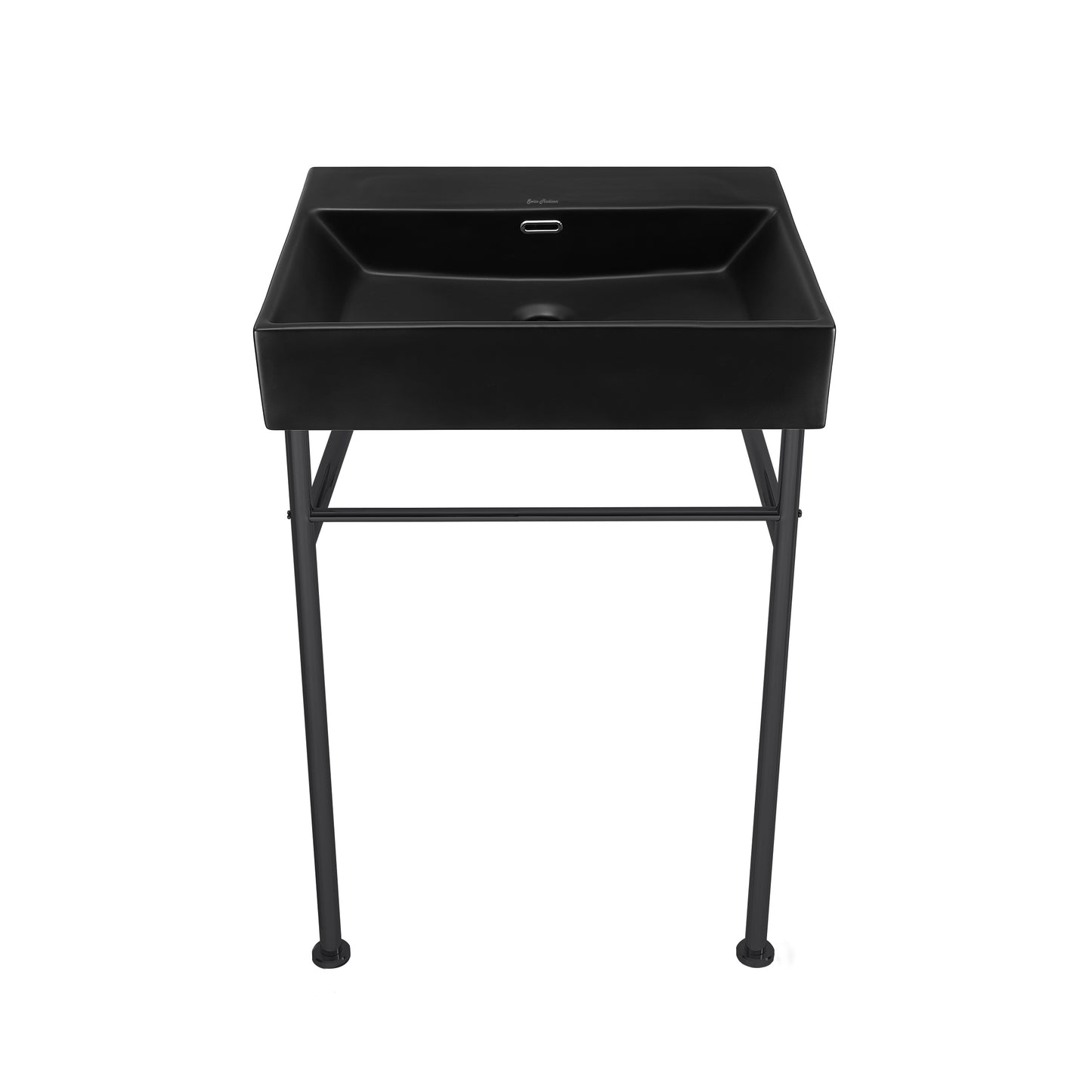 Swiss Madison, Claire 24" Rectangle Matte Black Zero Hole Console Sink with Matte Black Legs