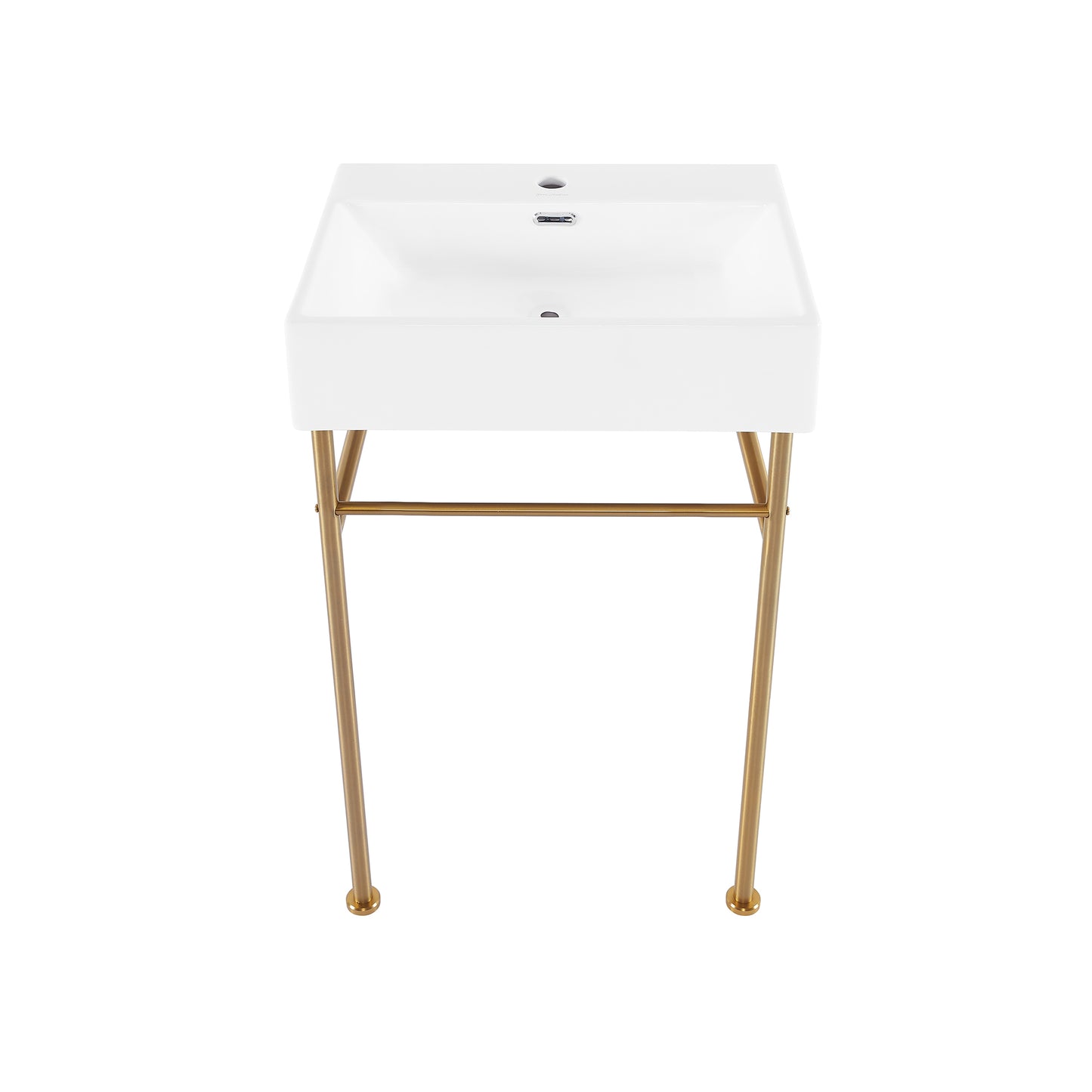 Swiss Madison, Claire 24 Ceramic Console Sink White Basin Brushed Gold Legs