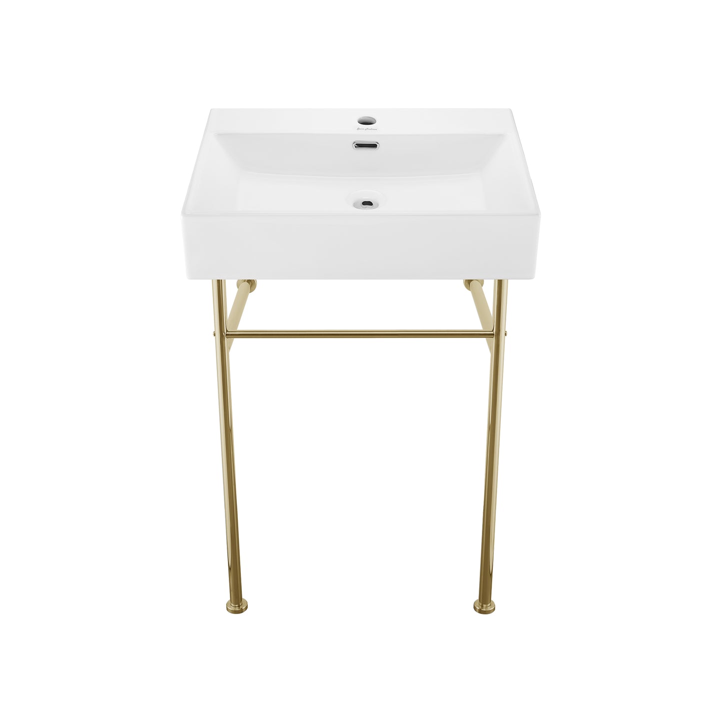 Swiss Madison, Claire 24 Ceramic Console Sink White Basin Gold Legs