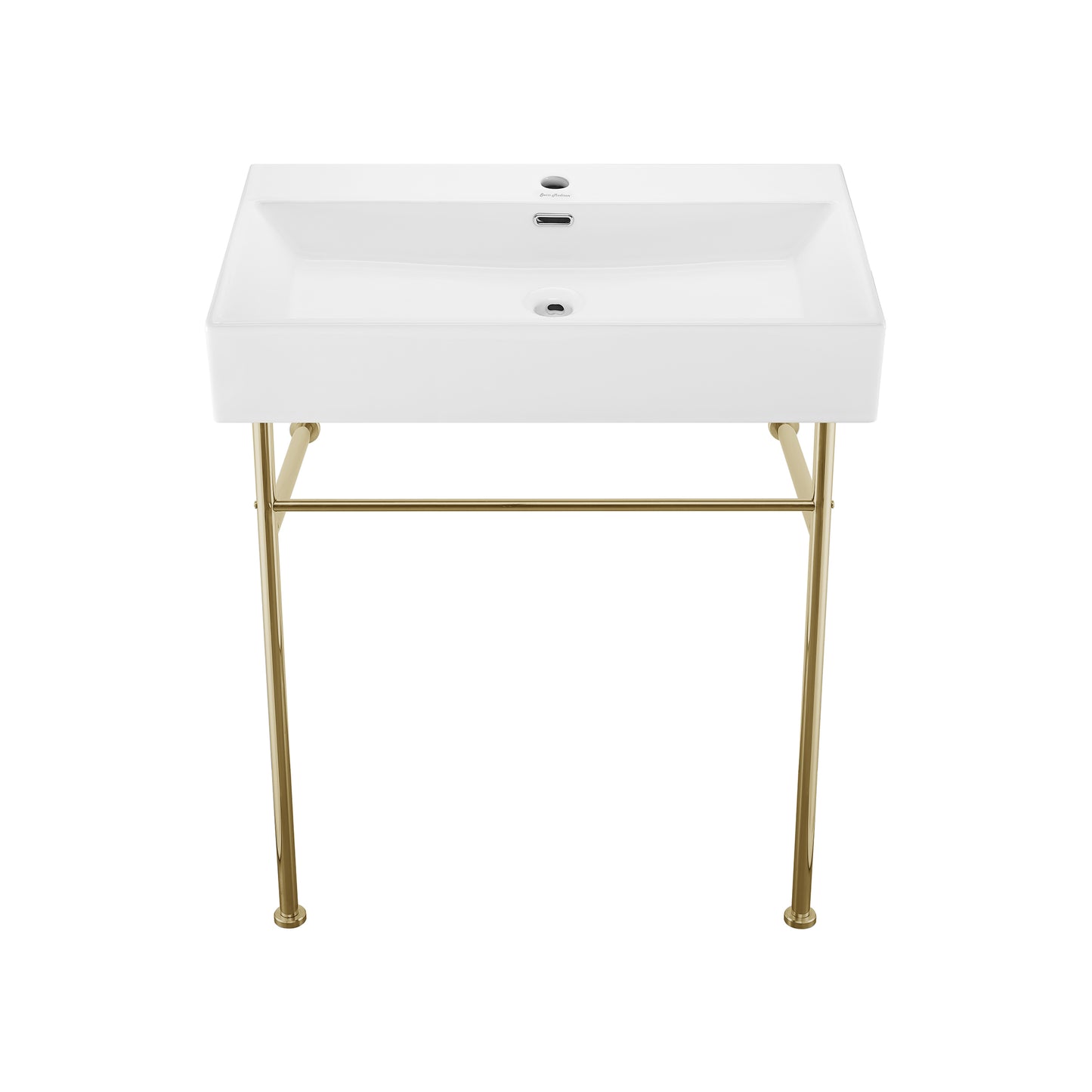 Swiss Madison, Claire 30 Ceramic Console Sink White Basin Gold Legs