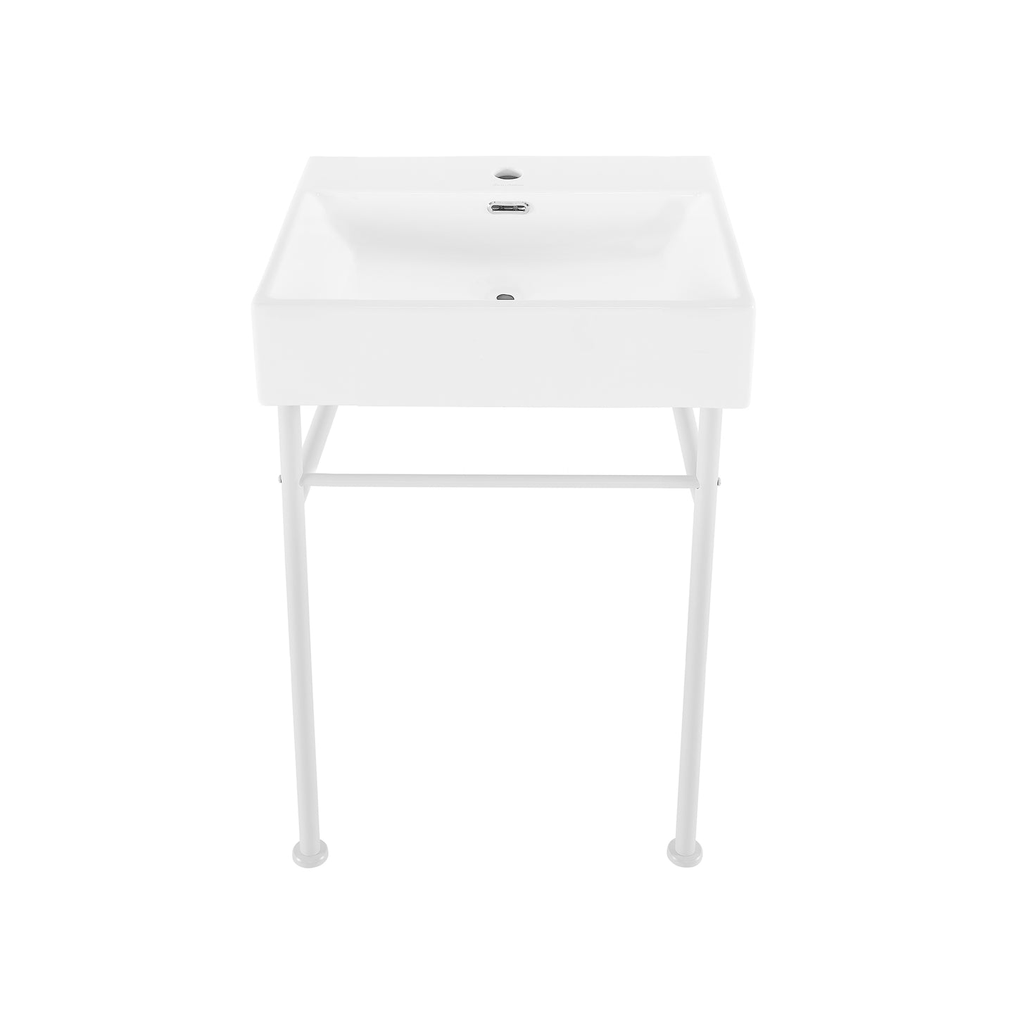 Swiss Madison, Claire 24 Ceramic Console Sink White Basin Matte White Legs