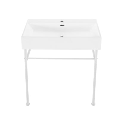 Swiss Madison, Claire 30" White Basin Matte White Legs
