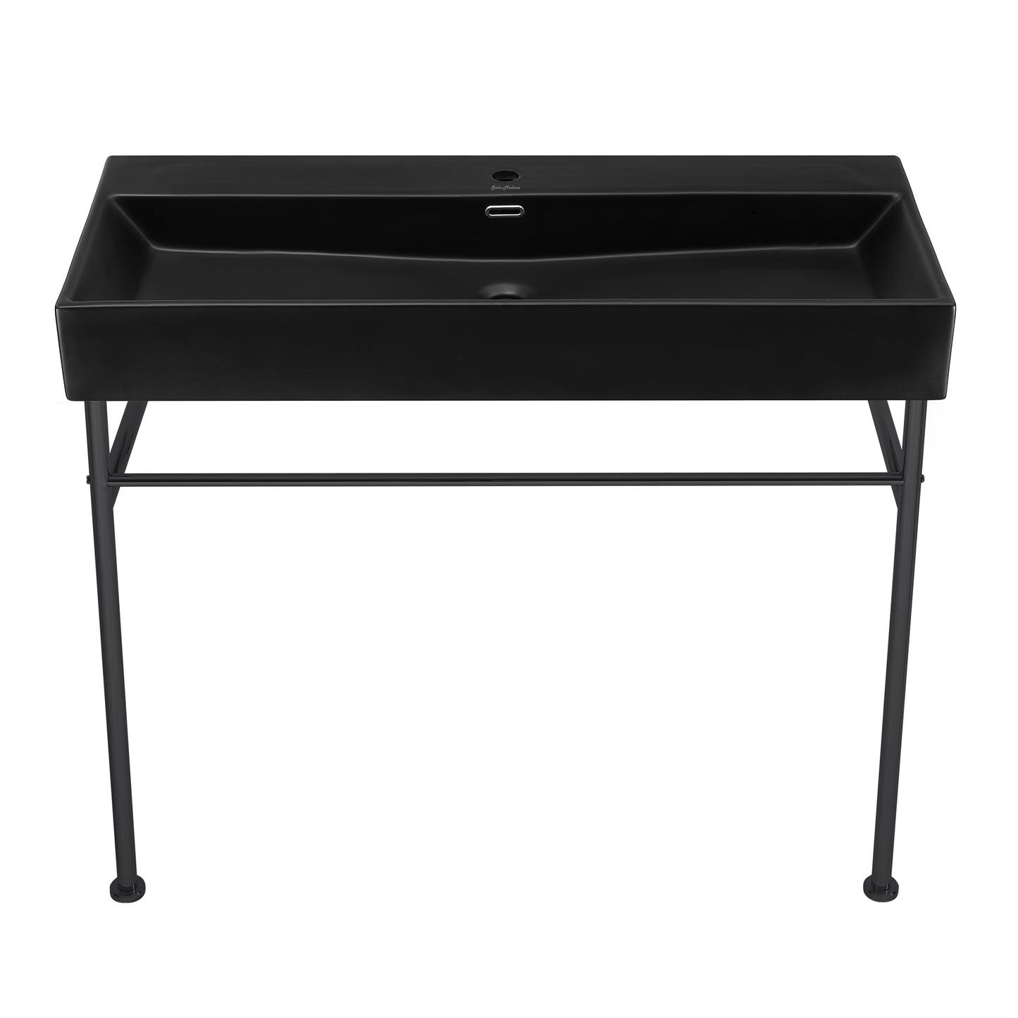Swiss Madison, Claire 40 Ceramic Console Sink Matte Black Basin Black Legs