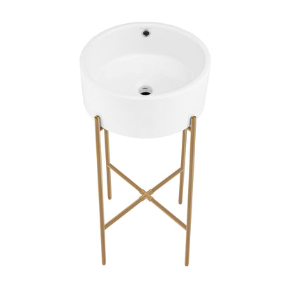 Swiss Madison, Monaco 16.5" Round Console Sink, White Basin Brushed Gold Legs