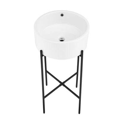 Swiss Madison, Monaco 16.5" Round Console Sink, White Basin Matte Black Legs