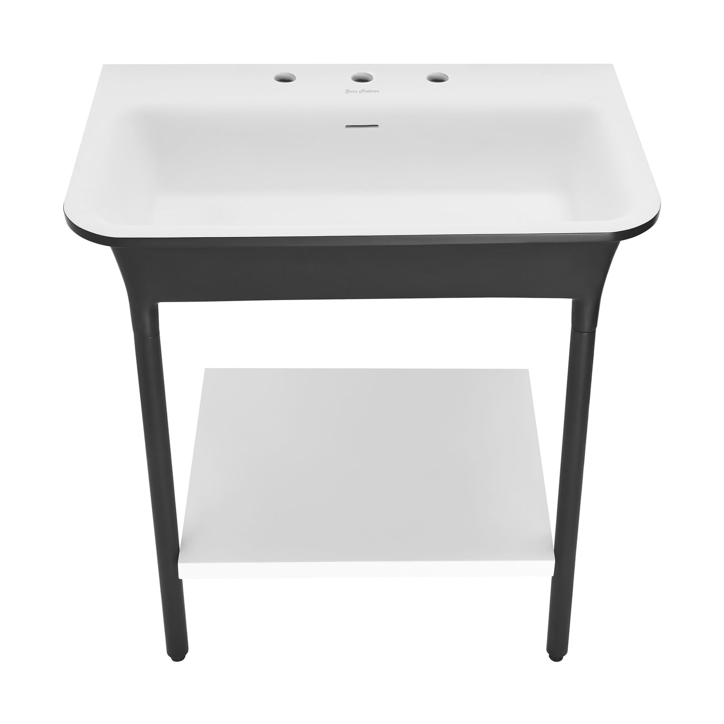 Swiss Madison, Ivy 32" Solid Surface Console Sink in Matte Black