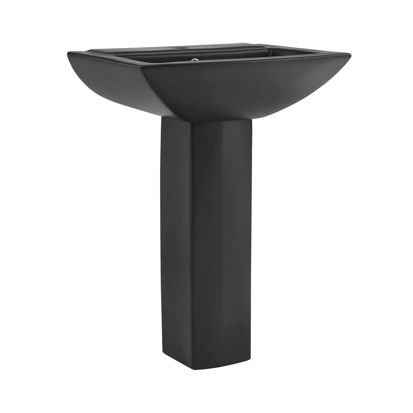 Swiss Madison, Sublime Square Two-Piece Pedestal Sink in Matte Black