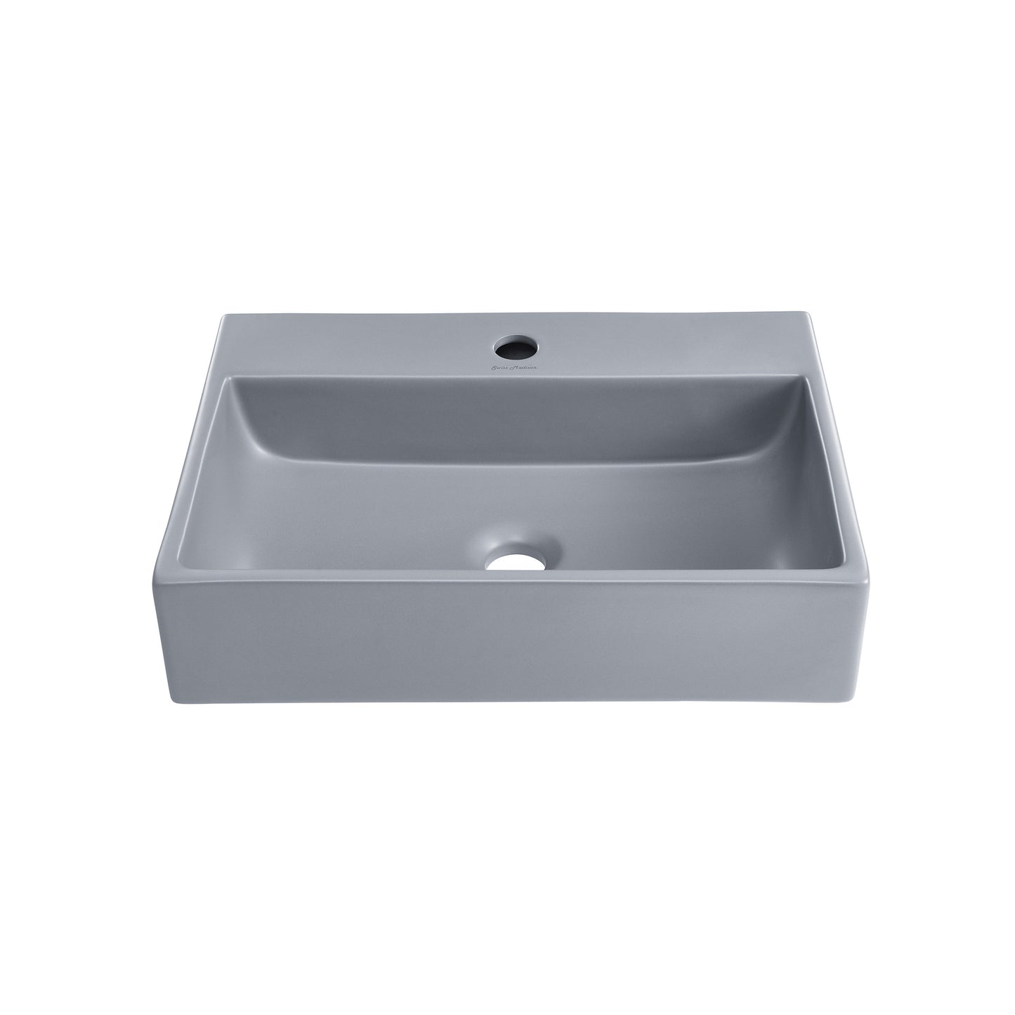 Swiss Madison, Claire 20"  Rectangle Ceramic Vessel Sink in Matte Grey