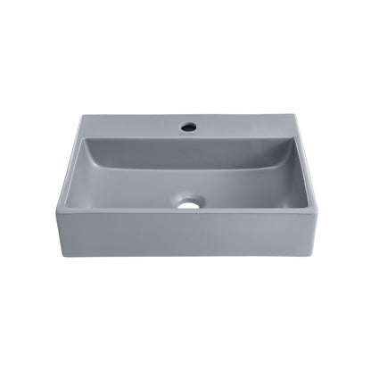 Swiss Madison, Claire 20"  Rectangle Ceramic Vessel Sink in Matte Grey