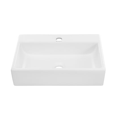 Swiss Madison, Claire 20 Rectangle Ceramic Vessel Sink, Matte White