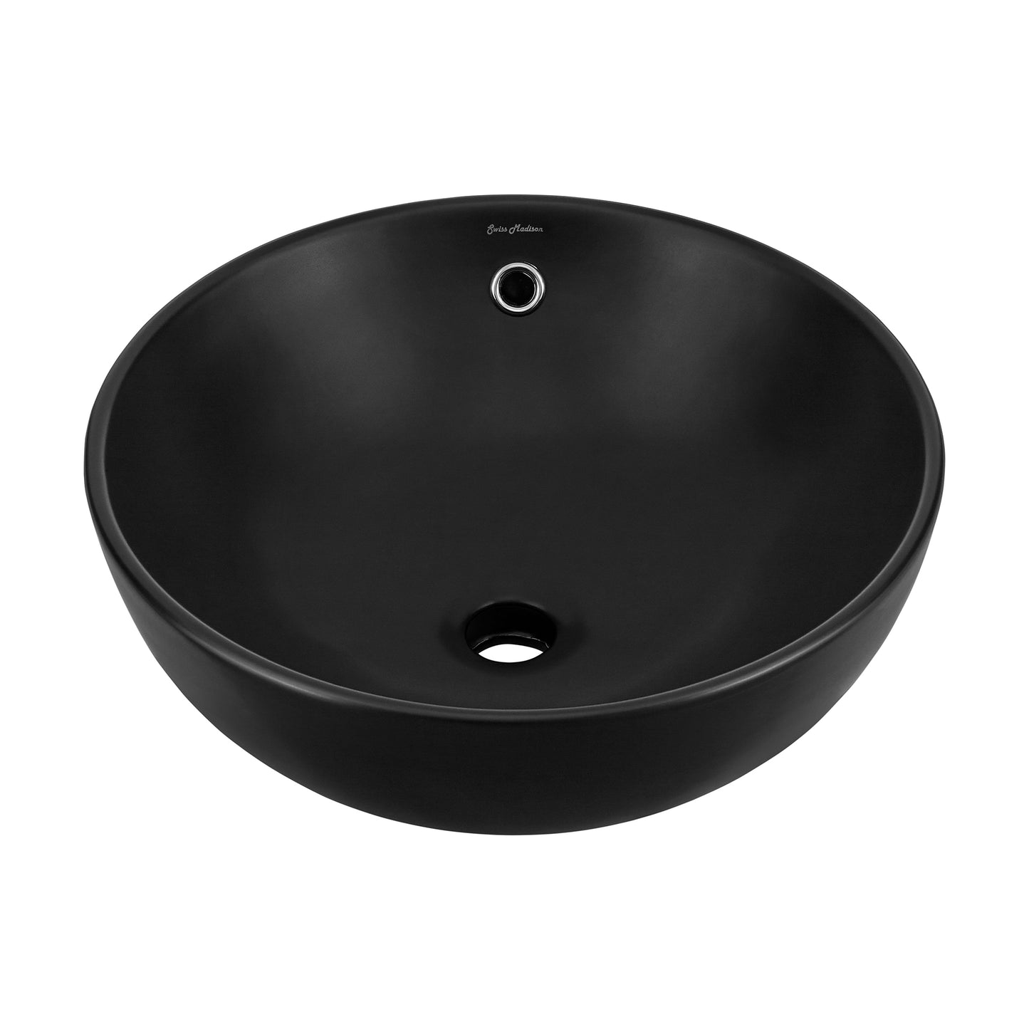 Swiss Madison, Sublime  Round Vessel Sink in Matte Black
