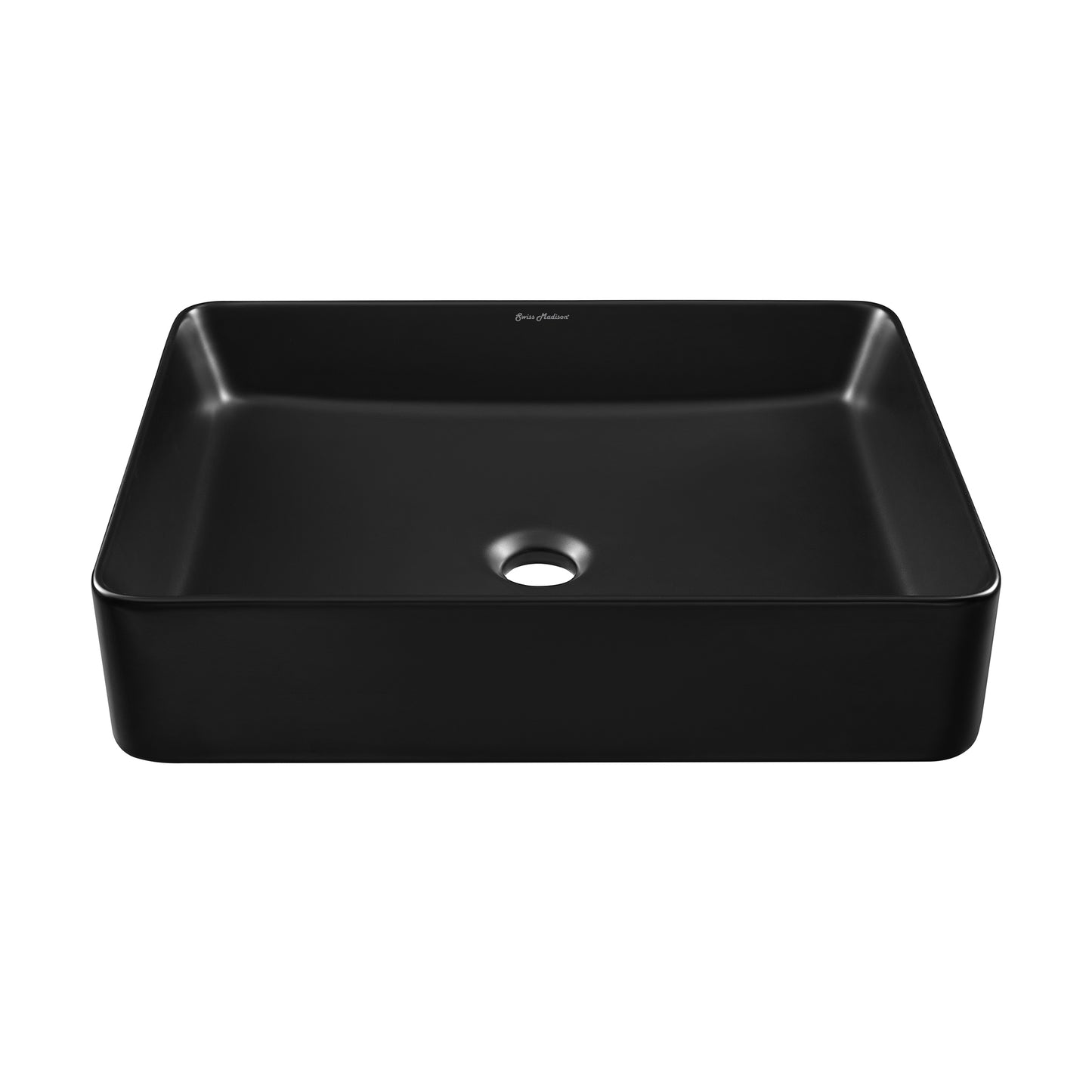Swiss Madison, Concorde Rectangle Ceramic Vessel Sink, Matte Black