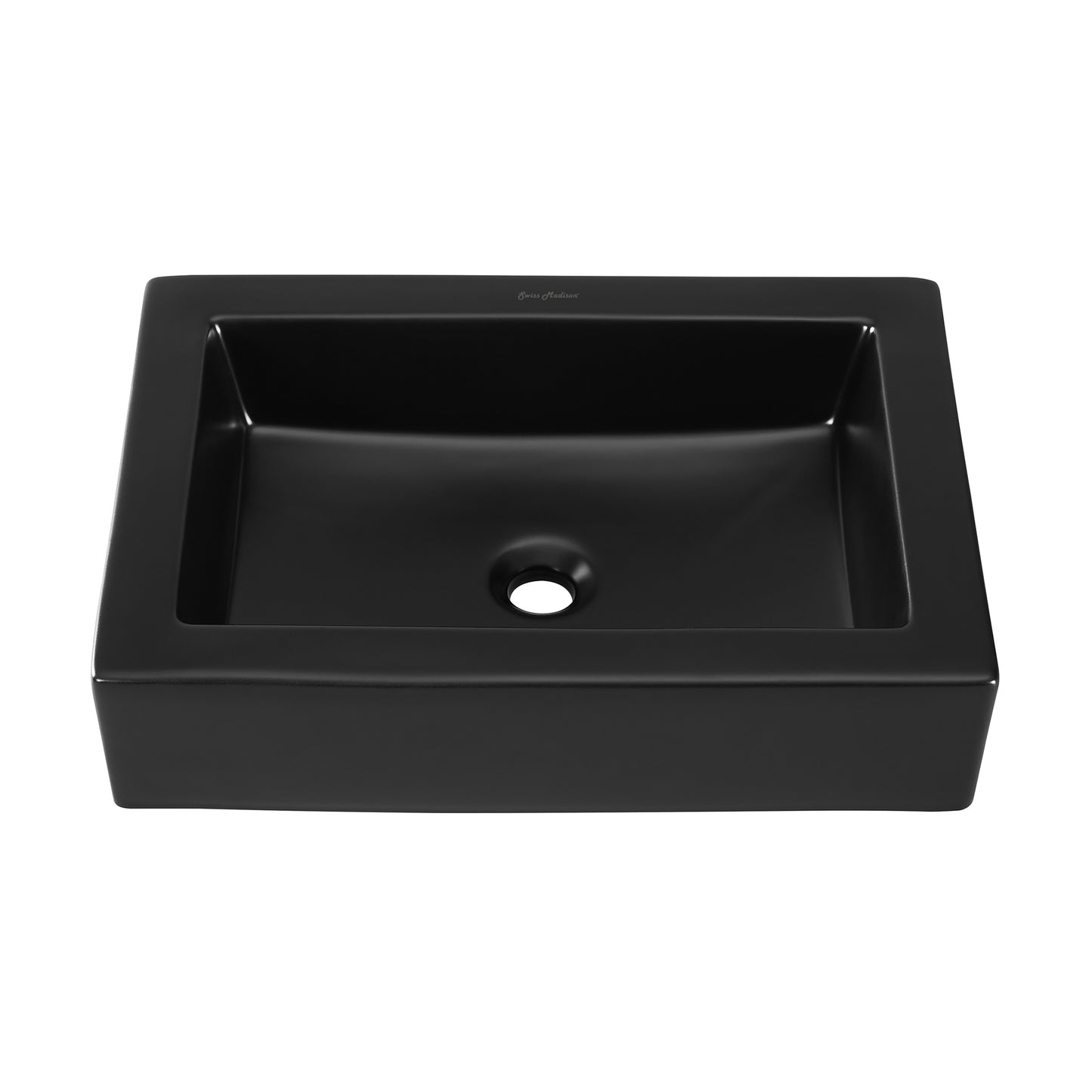 Swiss Madison, Voltaire Ceramic Rectangle Vessel Sink, Matte Black