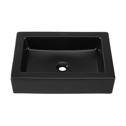 Swiss Madison, Voltaire Ceramic Rectangle Vessel Sink, Matte Black