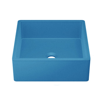 Swiss Madison, Lisse 15.5" Concrete Square Vessel Sink in Matte Powder Blue