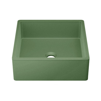 Swiss Madison, Lisse 15.5" Concrete Square Vessel Sink in Matte Royal Green