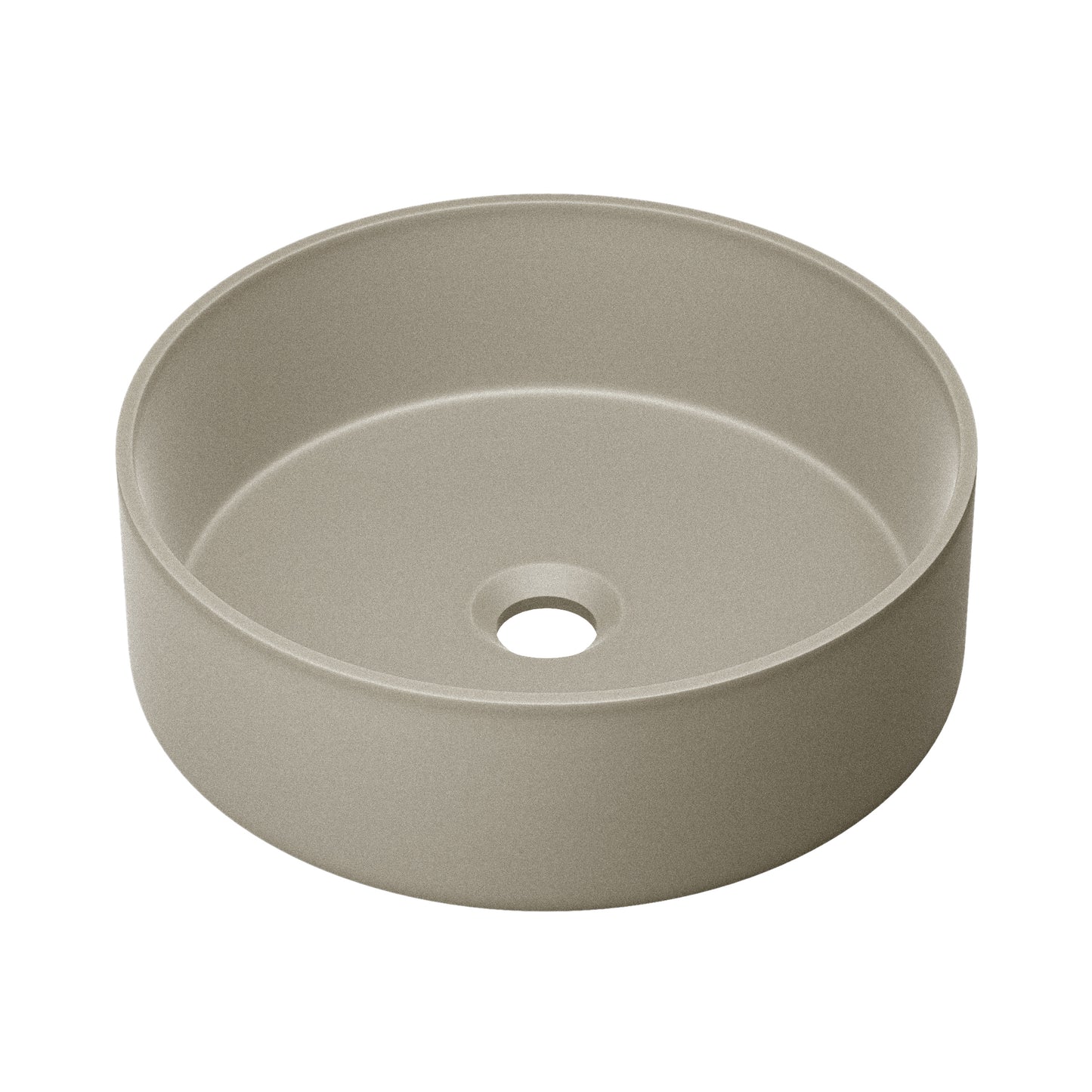 Swiss Madison, Lisse 14.5" Concrete Round Vessel Sink in Matte Taupe