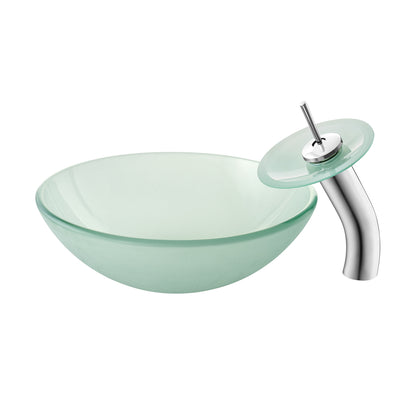 Swiss Madison, Cascade 16.5 Color Glass Vessel Sink with Faucet, Frost