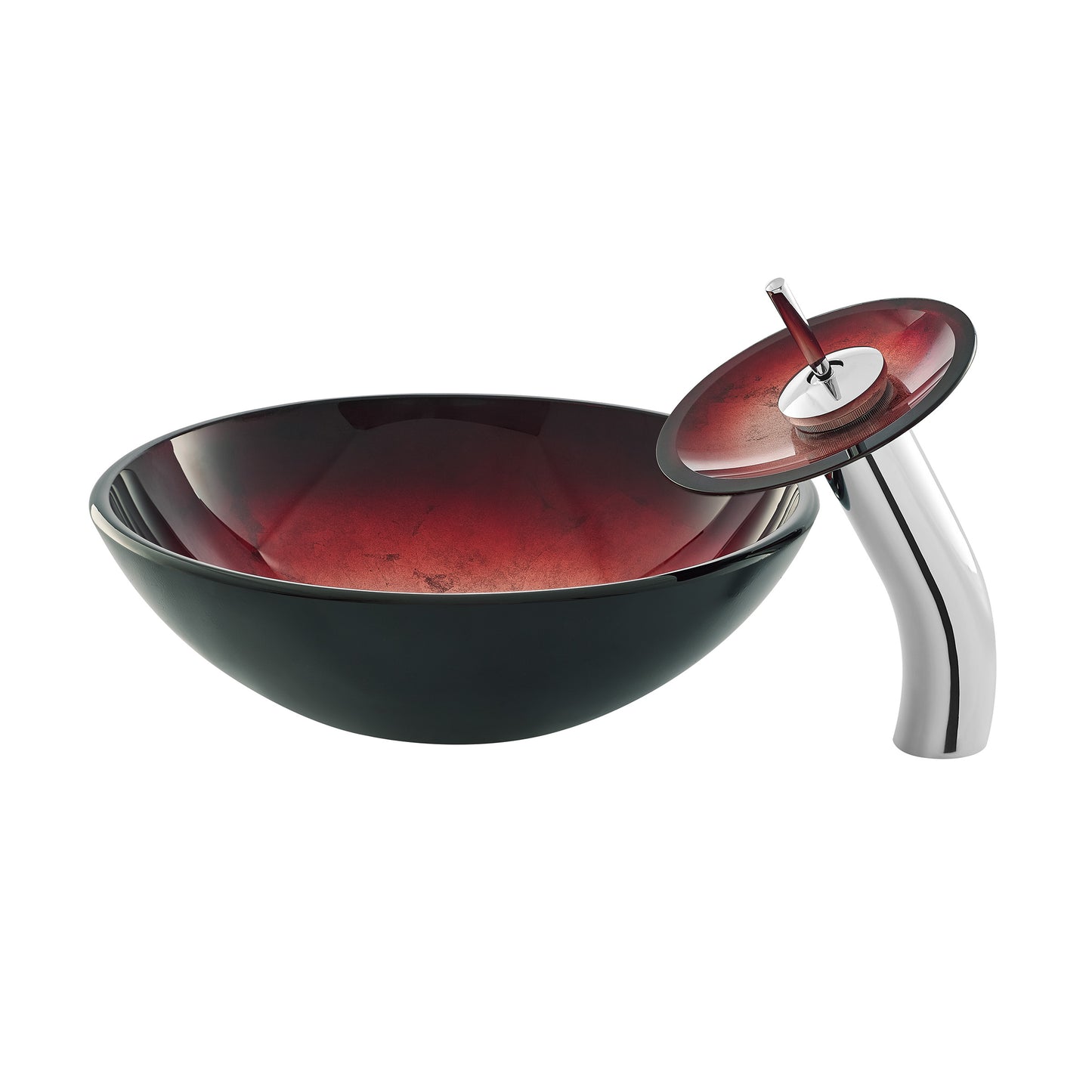 Swiss Madison, Cascade 16.5 Glass Vessel Sink with Faucet, Ember Red