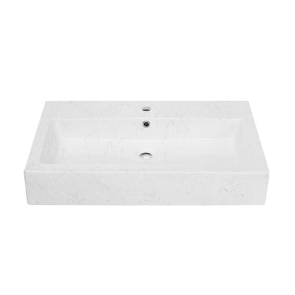 Swiss Madison, Voltaire Wide Rectangle Vessel Sink in Static Marble