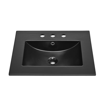 Swiss Madison, 24" Ceramic Vanity Top with 8" Widespread Faucet Holes in Matte Black