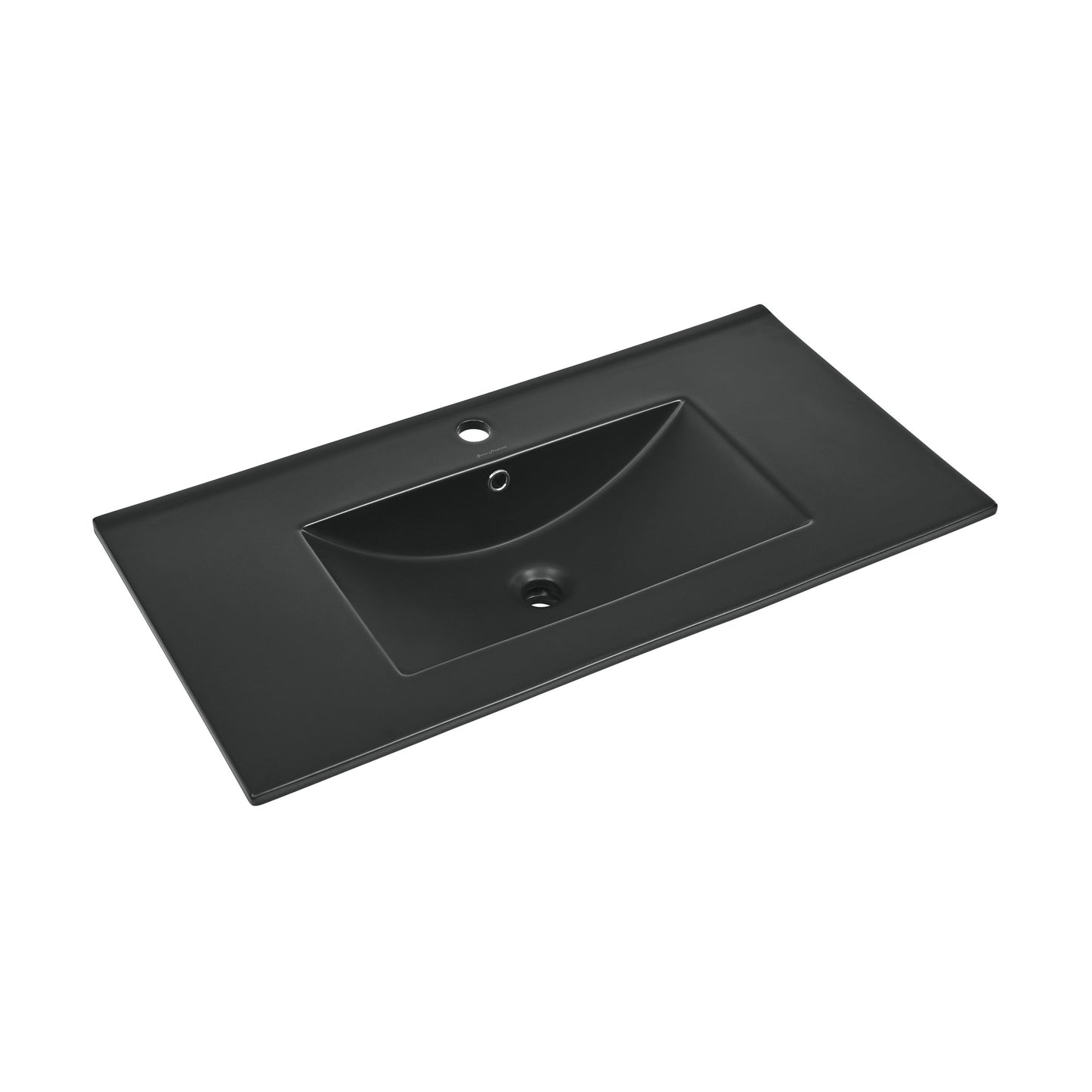 Swiss Madison, 36" Ceramic Vanity Top with Single Faucet Hole in Matte Black