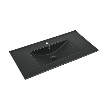 Swiss Madison, 36" Ceramic Vanity Top with Single Faucet Hole in Matte Black
