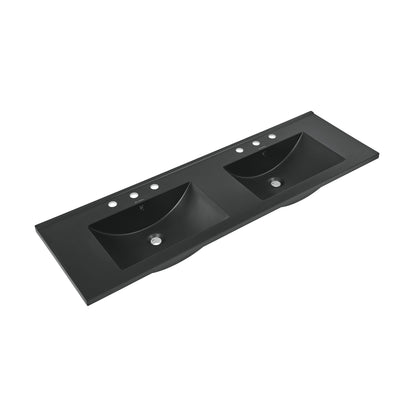Swiss Madison, 60 inch Vanity Top Bathroom Sink in Matte Black with 3 Holes
